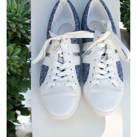 Michael Kors Keaton Logo Denim and Leather Sneaker Size 7 (EUC) - Picture 3 of 11
